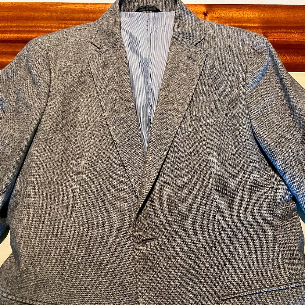 Grey micro herringbone cotton Sport Coat
